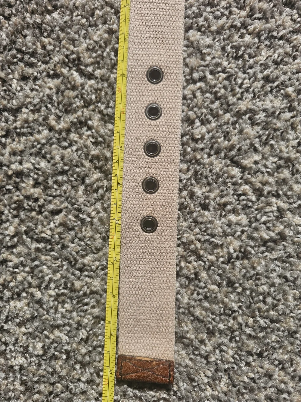 Eddie Bauer Beige Canvas Belt with Red Logo